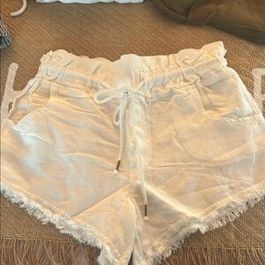YFB Women's white Drawstring Shorts in size small linen/eayon